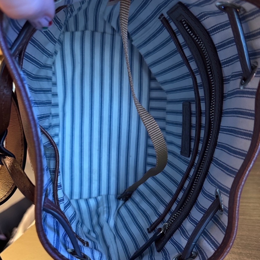 Dooney & Bourke Saffiano Dark Brown Bucket Bag - Picture 9 of 12